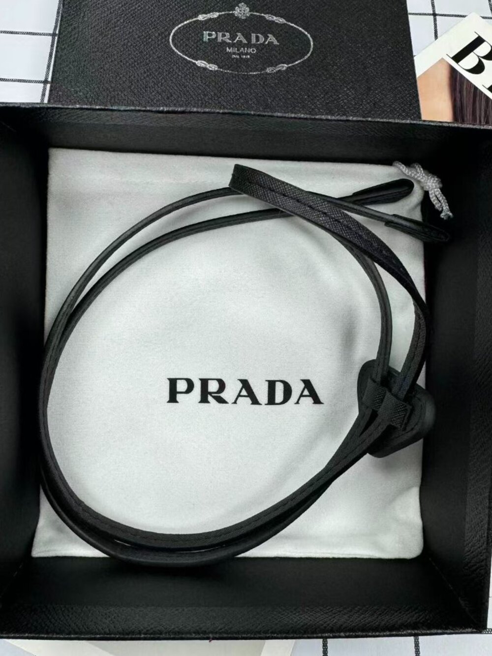 NWT Prada bolo tie-unisex 🖤Saffiano triangle with logo (gift box included)💟 - Picture 5 of 7